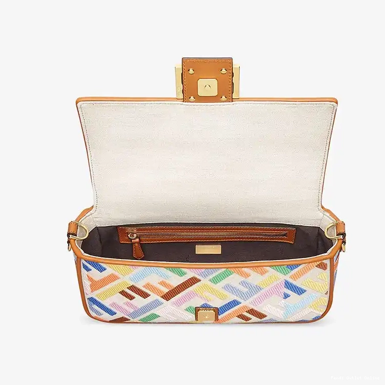 Cheap In Medium Bag Canvas Fendi FF Multicolor Baguette Motif 0504